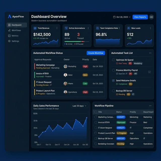 Nexwavy Business Automation Dashboard Interface